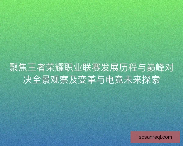聚焦王者荣耀职业联赛发展历程与巅峰对决全景观察及变革与电竞未来探索